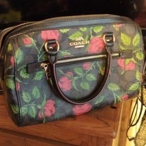 Coach purse with rose print